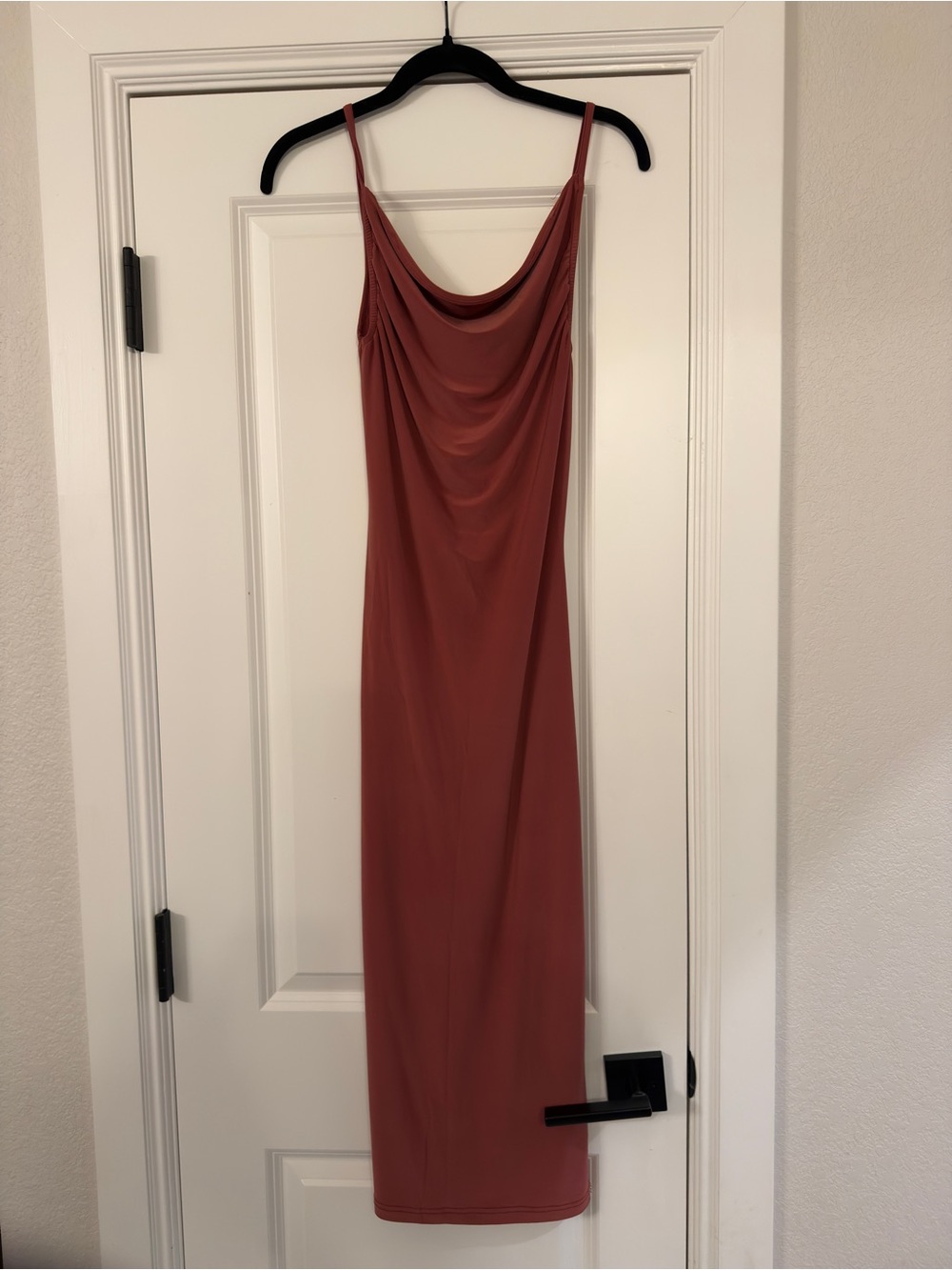 Topshop Cowl Neck Maxi Dress in Rusty Rose